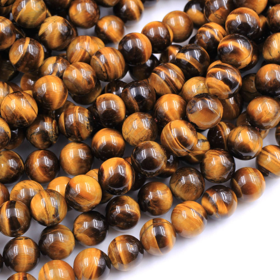 Natural Tiger's Eye 4mm 6mm 8mm 10mm Round Beads High Quality Smooth Polished 15.5" Strand