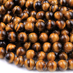 Natural Tiger's Eye 4mm 6mm 8mm 10mm Round Beads High Quality Smooth Polished 15.5" Strand
