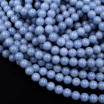 AAA Grade Natural Blue Angelite 4mm 6mm 8mm 10mm Round Beads Aka Anhydrite Angel Stone 15.5" Strand