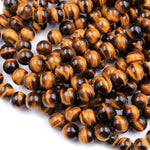 AAA Natural Tiger's Eye 4mm 6mm 8mm 10mm 12mm 14mm 16mm Round Beads Amazing Chatoyant Swirls 15.5" Strand