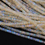 AAA White Ethiopian Opal Faceted Rondelle Beads Graduating 4mm 6mm Super Flashy Fiery Rainbow 16" Strand