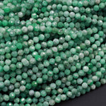 Real Genuine Natural Green Emerald Gemstone Faceted 2mm 3mm 4mm Round Beads Laser Diamond Cut Gemstone May Birthstone 15.5" Strand