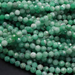 Real Genuine Natural Green Emerald Gemstone Faceted 2mm 3mm 4mm Round Beads Laser Diamond Cut Gemstone May Birthstone 15.5" Strand