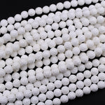Natural White Tridacna Shell Beads Carved Lotus Flower Bloom Round Beads Pristine White 6mm 8mm 10mm 12mm 14mm Decorative Bead 15.5" Strand