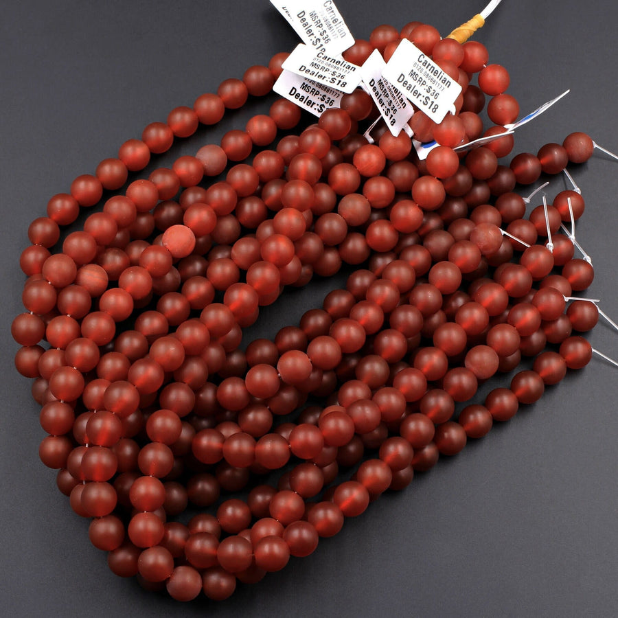 AAA Matte Natural Carnelian 4mm 6mm 8mm 10mm Round Beads Natural Red Gemstone 15.5" Strand