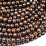 Natural Bronzite 4mm 6mm 8mm 10mm 12mm 14mm 16mm Round Beads High Quality Brown Stone 15.5" Strand