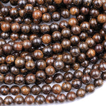 Natural Bronzite 4mm 6mm 8mm 10mm 12mm 14mm 16mm Round Beads High Quality Brown Stone 15.5" Strand