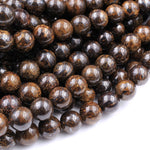 Natural Bronzite 4mm 6mm 8mm 10mm 12mm 14mm 16mm Round Beads High Quality Brown Stone 15.5" Strand