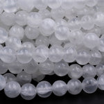 Natural Selenite 4mm 6mm 8mm 10mm 12mm Round Beads From Madagascar 15.5" Strand