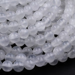 Natural Selenite 4mm 6mm 8mm 10mm 12mm Round Beads From Madagascar 15.5" Strand