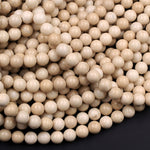 Natural Fossil Jasper River Stone 4mm  6mm 8mm  10mm Polished Round Tan Beige Cream Beads 15.5" Strand