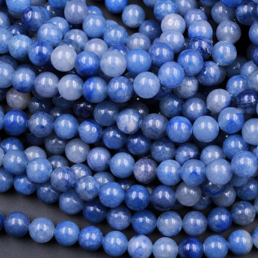 Natural Blue Aventurine 4mm 6mm 8mm 10mm Round Beads Natural Blue White Gemstone 15.5" Strand