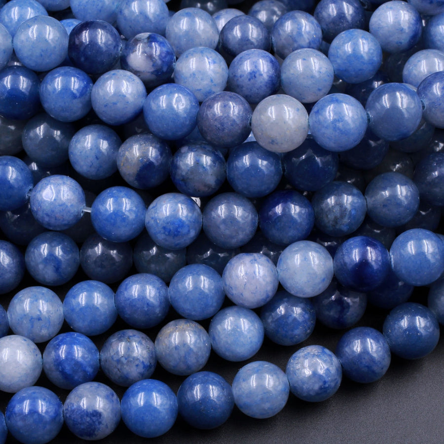 Natural Blue Aventurine 4mm 6mm 8mm 10mm Round Beads Natural Blue White Gemstone 15.5" Strand