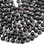 Natural Black Druzy Agate 8mm 10mm 12mm 14mm Round Beads With Sparkling White Quartz Druzy Crystal Cave 15.5" Strand