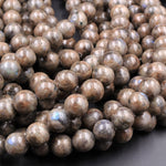 Rare Natural Chocolate Labradorite 4mm 6mm 8mm 10mm 12mm Round Beads 15.5" Strand