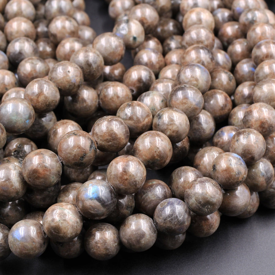 Rare Natural Chocolate Labradorite 4mm 6mm 8mm 10mm 12mm Round Beads 15.5" Strand