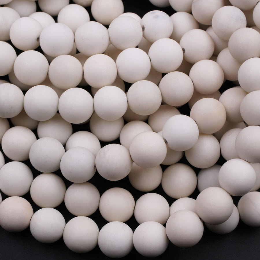 Matte Natural Ivory Jade Round Beads 6mm 8mm 10mm Creamy Ivory White Natural Jade Beads 15.5" Strand