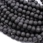 Natural Lava Beads 4mm 6mm 8mm 10mm 12mm Round 15.5" Strand