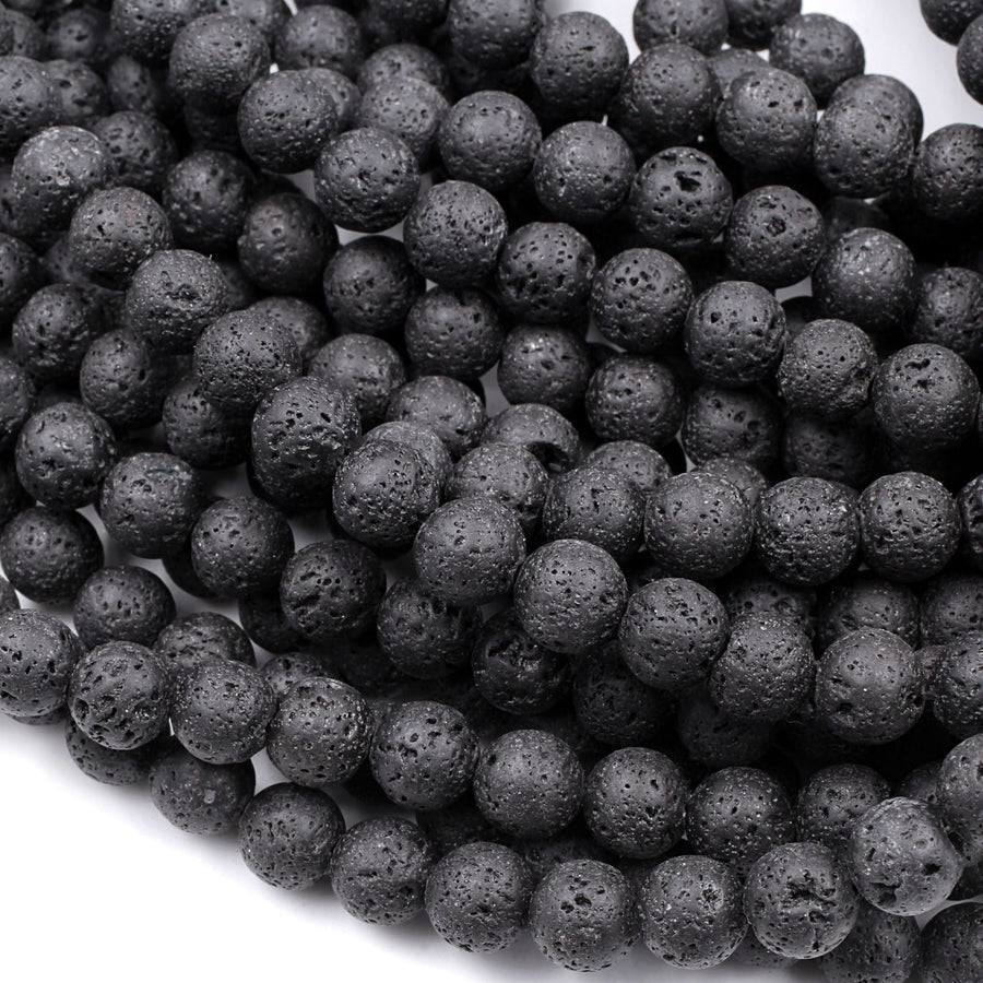 Natural Lava Beads 4mm 6mm 8mm 10mm 12mm Round 15.5" Strand