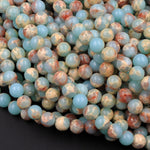 Impression Jasper Smooth Round Beads 4mm 6mm 8mm 10mm Aka Snake Skin Jasper Aqua Terra Jasper 15.5" Strand