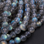 AAA Natural Blue Labradorite 2mm 3mm 4mm 6mm 8mm 10mm 12mm Round Beads Nothing But Fire Best Quality 15.5" Strand