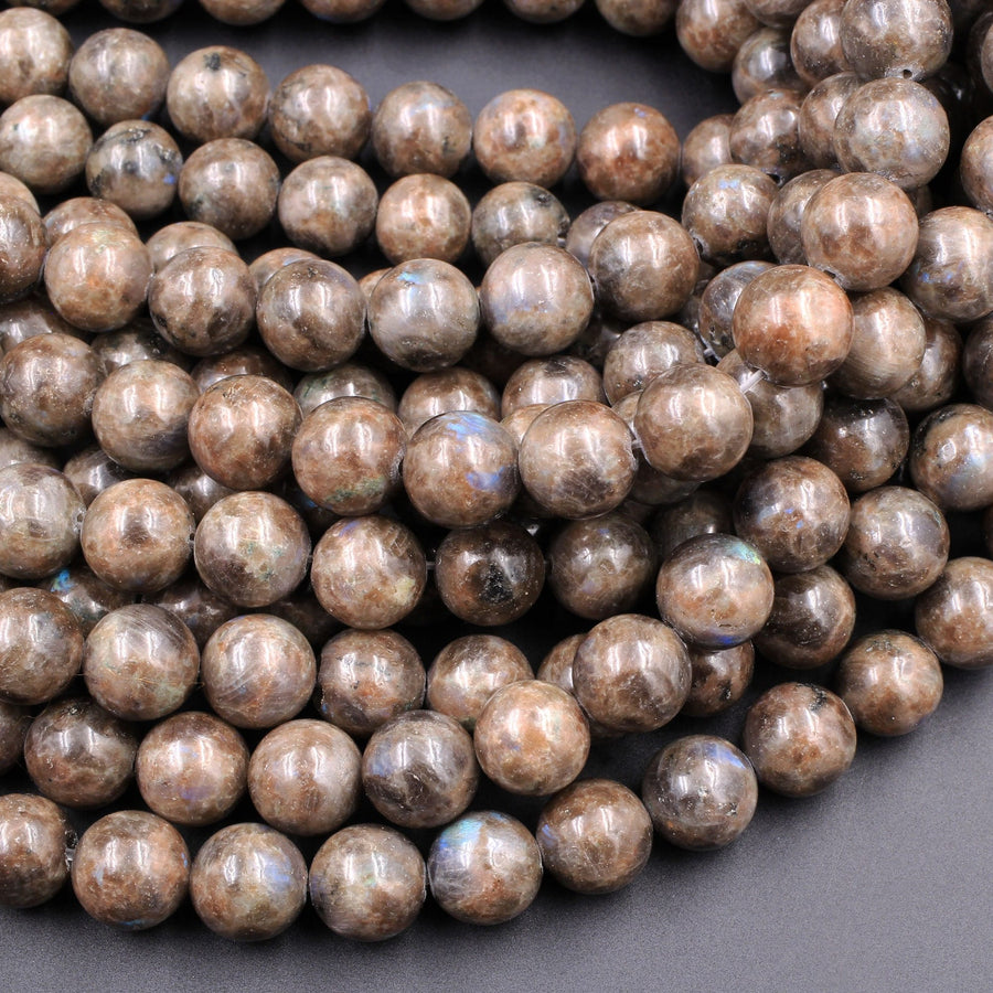 Rare Natural Chocolate Labradorite 4mm 6mm 8mm 10mm 12mm Round Beads 15.5" Strand