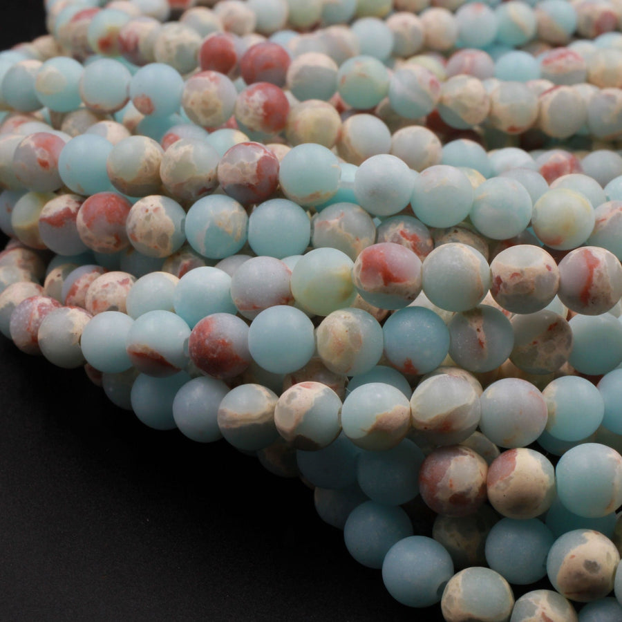 Matte Impression Jasper Smooth Round Beads 4mm 6mm 8mm 10mm Aka Snake Skin Jasper Aqua Terra Jasper 15.5" Strand