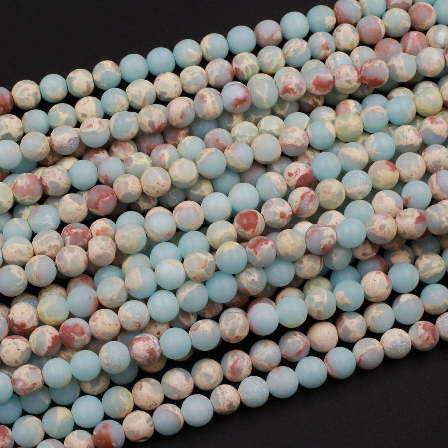 Matte Impression Jasper Smooth Round Beads 4mm 6mm 8mm 10mm Aka Snake Skin Jasper Aqua Terra Jasper 15.5" Strand