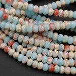 Impression Jasper Smooth Rondelle Beads 4mm 6mm 8mm Aka Snake Skin Jasper Aqua Terra Jasper 15.5" Strand
