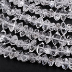AAA Grade Super Clear Natural Herkimer Diamond Quartz Beads Double Terminated Quartz With Black Anthraxolite Inclusion 16" Strand