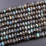 AAA Quality Large Flashy Natural Dark Labradorite Faceted Rondelle Beads Tons of Rainbow Fire 15.5" Strand Strand
