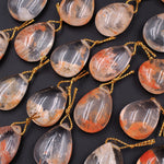 Rare Natural Red Phantom Quartz Puffy Teardrop Pendant Side Drilled Gemstone Focal Bead