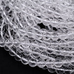 Faceted Natural Rock Quartz Round Beads 2mm 3mm 4mm 6mm 8mm 10mm 12mm Real Genuine Super Clear Crystal Quartz AAA 15.5" Strand