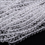 Faceted Natural Rock Quartz Rondelle Beads 4mm 6mm 8mm Real Genuine Super Clear Crystal Quartz AAA 15.5" Strand