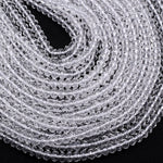 Faceted Natural Rock Quartz Rondelle Beads 4mm 6mm 8mm Real Genuine Super Clear Crystal Quartz AAA 15.5" Strand