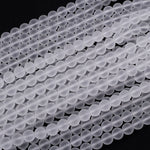 Matte Natural Rock Crystal Quartz Round Beads 4mm 6mm 8mm 10mm 15.5" Strand