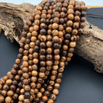 Natural Tiger Skin Sandalwood Beads 4mm 6mm 8mm 10mm 12mm 14mm Subtle Aromatic Wood Great For Mala Prayer Meditation Therapy 15.5" Strand