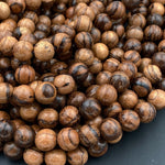 Natural Tiger Skin Sandalwood Beads 4mm 6mm 8mm 10mm 12mm 14mm Subtle Aromatic Wood Great For Mala Prayer Meditation Therapy 15.5" Strand