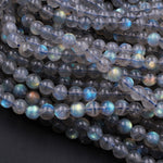 AAA Natural Blue Labradorite 2mm 3mm 4mm 6mm 8mm 10mm 12mm Round Beads Nothing But Fire Best Quality 15.5" Strand