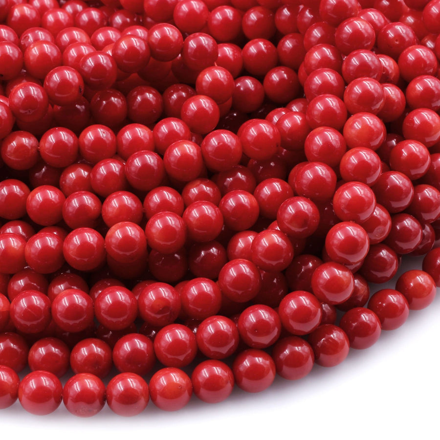 AAA Genuine Red Bamboo Coral Smooth Round Beads 2mm 3mm 4mm 6mm 8mm 10mm 15.5" Strand