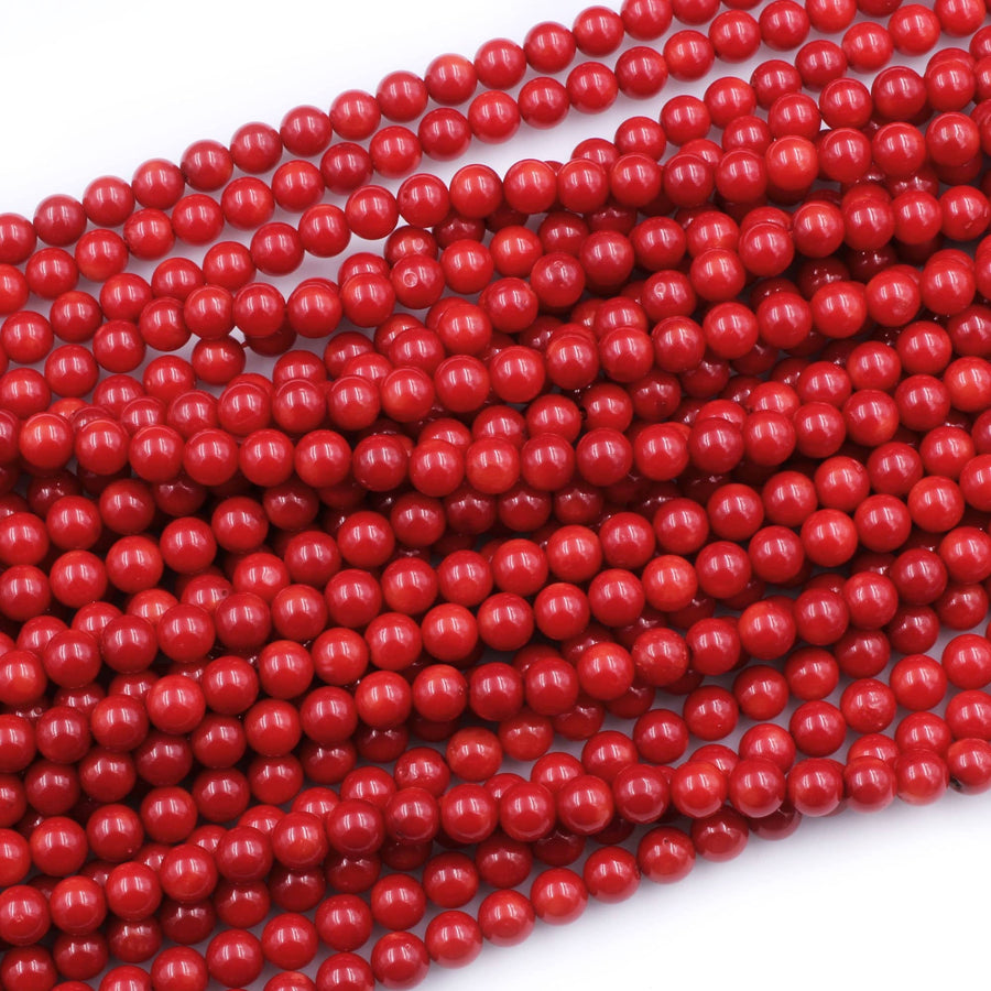 AAA Genuine Red Bamboo Coral Smooth Round Beads 2mm 3mm 4mm 6mm 8mm 10mm 15.5" Strand