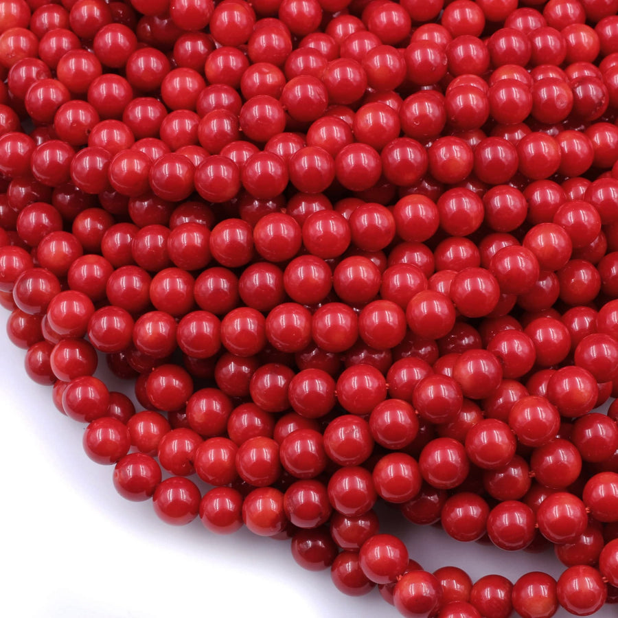 AAA Genuine Red Bamboo Coral Smooth Round Beads 2mm 3mm 4mm 6mm 8mm 10mm 15.5" Strand