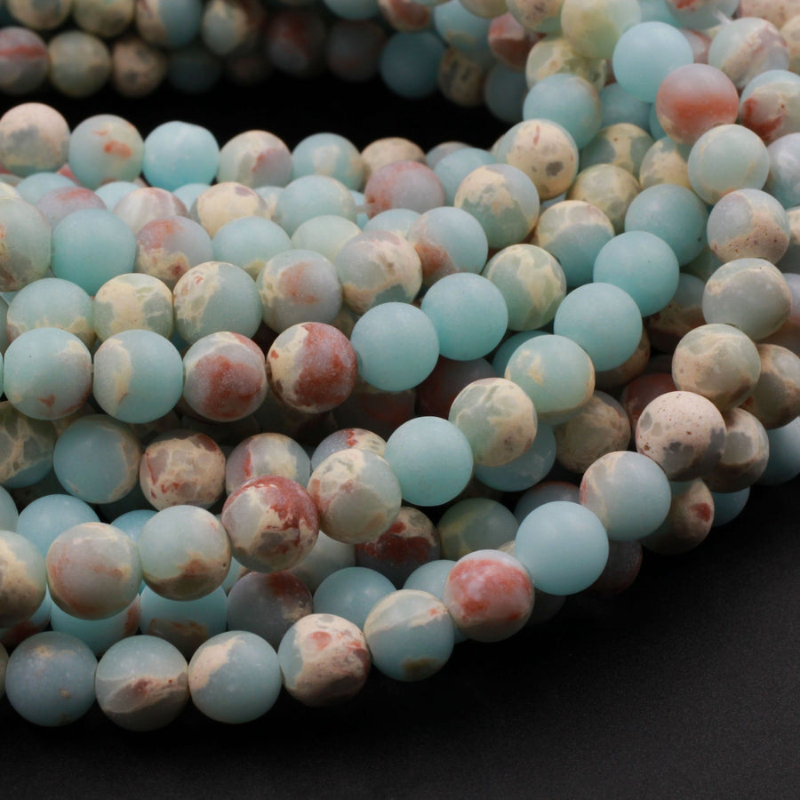 Matte Impression Jasper Smooth Round Beads 4mm 6mm 8mm 10mm Aka Snake Skin Jasper Aqua Terra Jasper 15.5" Strand