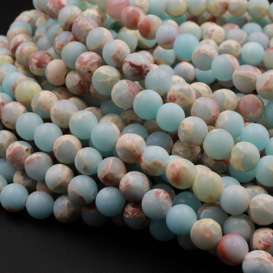Matte Impression Jasper Smooth Round Beads 4mm 6mm 8mm 10mm Aka Snake Skin Jasper Aqua Terra Jasper 15.5" Strand