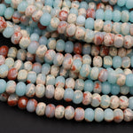 Impression Jasper Smooth Rondelle Beads 4mm 6mm 8mm Aka Snake Skin Jasper Aqua Terra Jasper 15.5" Strand
