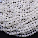 AA Micro Faceted Rainbow Moonstone 3mm 4mm 6mm 8mm Round Beads With Blue Flashes 15.5" Strand