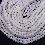 AA Micro Faceted Rainbow Moonstone 3mm 4mm 6mm 8mm Round Beads With Blue Flashes 15.5" Strand