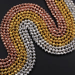 Faceted Titanium Hematite Round Beads Electroplated Bright Silver Rose Gold 2mm 3mm 4mm 6mm 8mm 15.5" Strand