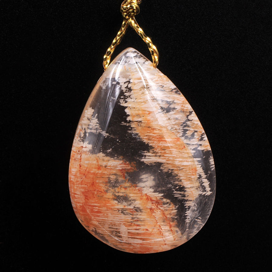 Rare Natural Red Phantom Quartz Puffy Teardrop Pendant Side Drilled Gemstone Focal Bead