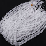Matte Natural Rock Crystal Quartz Round Beads 4mm 6mm 8mm 10mm 15.5" Strand